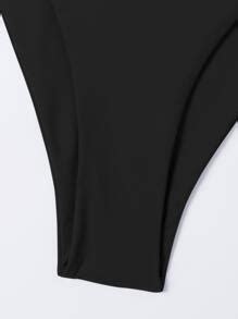 Shein Swim Basics Solid Bikini Set Cami Bra Cut Out High Cut Bottom Piece Bathing Suit
