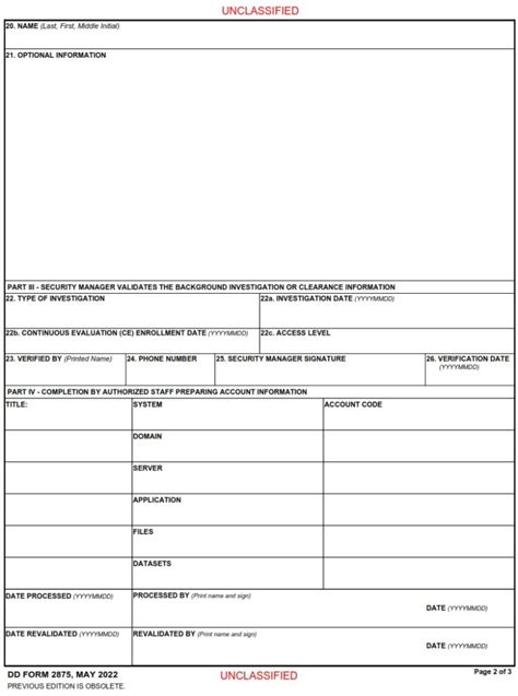 DD Form 2875 System Authorization Access Request SAAR Free Online