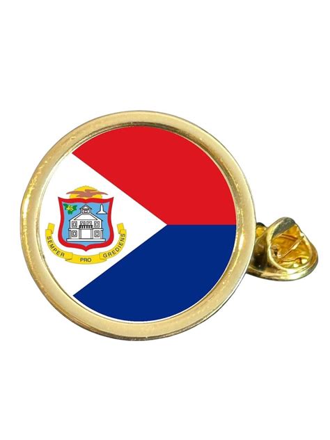 Sint Maarten Flag Gold Plated Domed Lapel Pin Badge In Bag Etsy