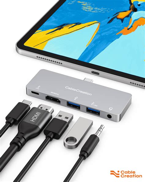 Ipad Pro Usb C Hub Cablecreation 5 In 1 Usb C Ipad Adapter With 4k Hdmi Usb C 100w Pd Charging