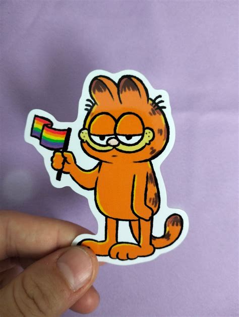 3 Inch Pride Flag Lgbtqia Garfield Sticker Etsy