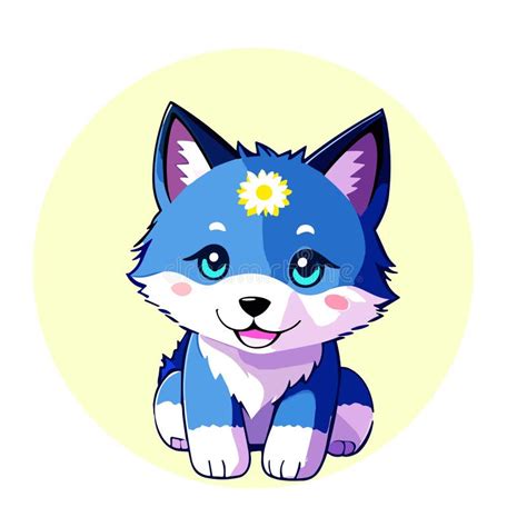 Hand Drawn Cute Baby Wolf Cub In Cartoon Style Isolated Design Element