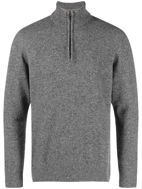 Barbour Melange Effect Half Zip Sweater In Gray For Men Lyst