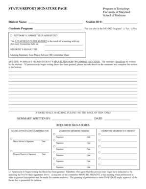 Fillable Online Lifesciences Umaryland Status Report Form Graduate