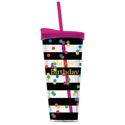 Confetti On Black Stripes Acrylic Double Wall Tumbler