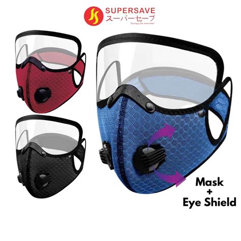 SUPERSAVE Reusable Sport Face Mask With Eyes Shield Detachable