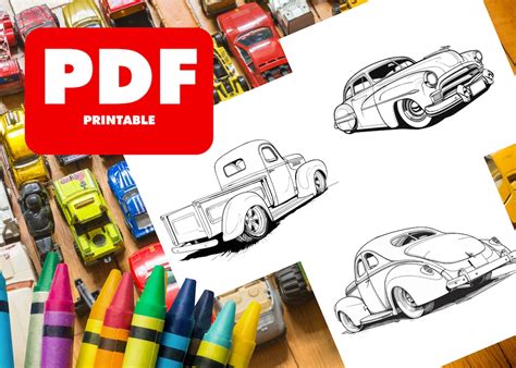 Hot Rod Printable Coloring Pages Chromatic Chronicles Record Etsy