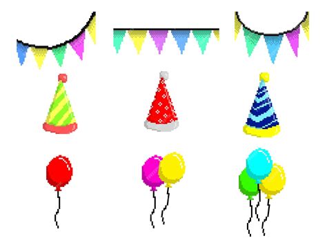 Premium Vector | Collection party colorful pixel design for decorate