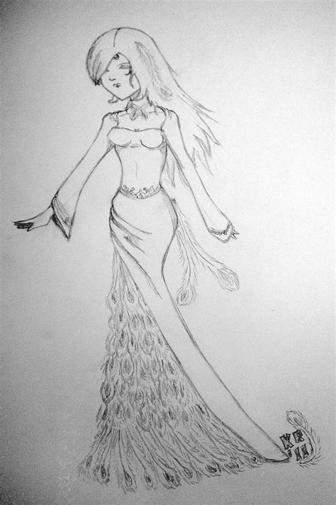 Peacock Dress Pencil Sketch By Lunararias On Deviantart