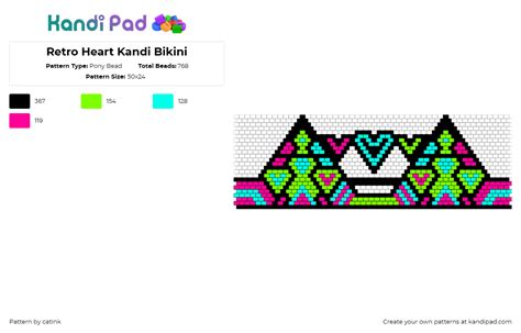 Retro Heart Kandi Bikini Pony Bead Pattern Kandi Pad Kandi Patterns