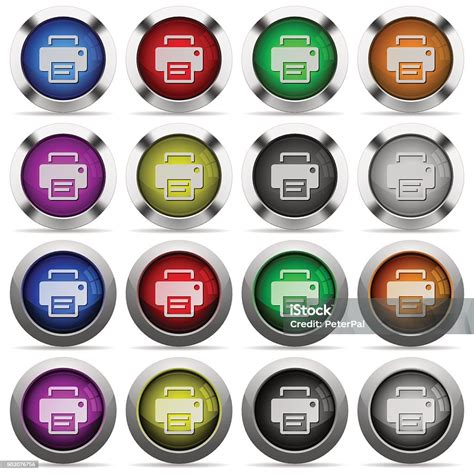 printer button set stock illustration  image   blue