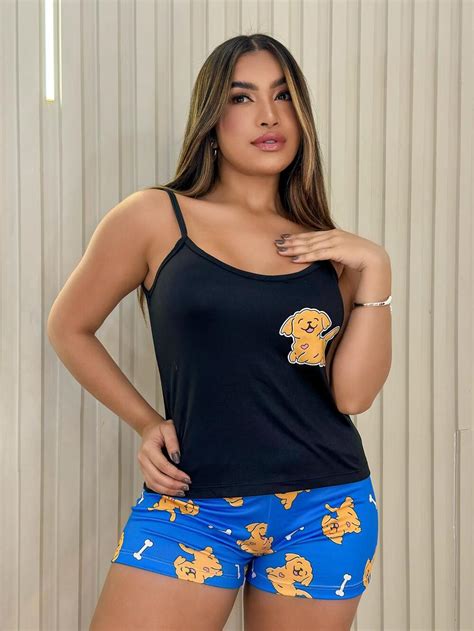 PIJAMA ALÇA SLIM A ANIMAL DOG AZUL Império Lingerie