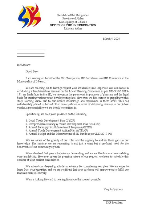 Letter - DILG-Budget-LYDO - Republic of the Philippines Province of