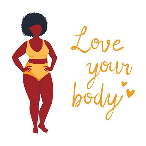 Body Positive Poster With Trendy Hand Drawn Lettering Love Your Body Female Characters