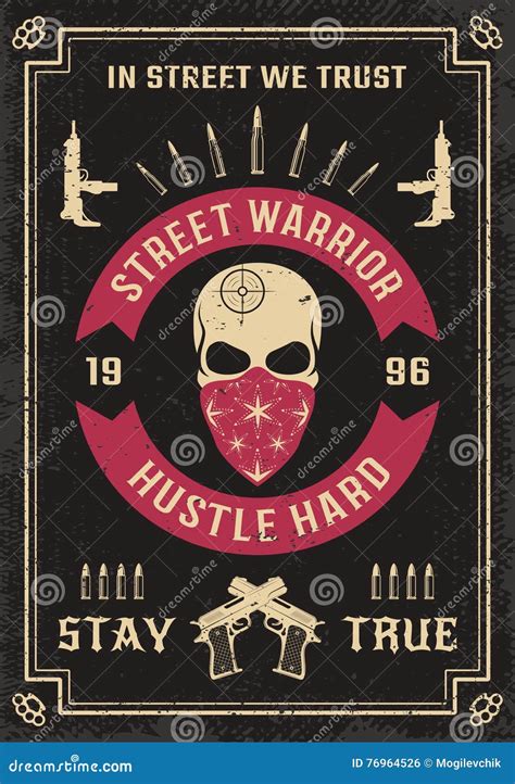 gangster colored poster vector illustration cartoondealercom