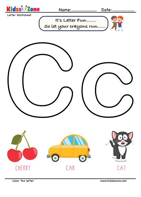 Letter C Coloring Worksheet - KidzeZone 