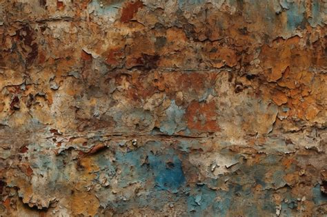 Premium AI Image | A wall with rust and blue paint on it