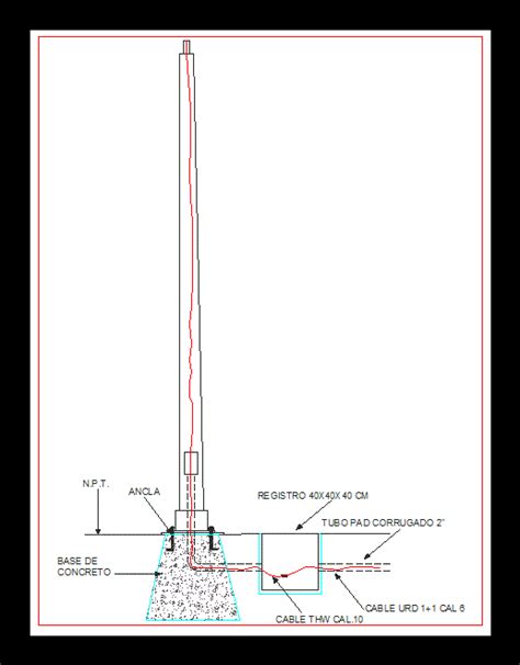 Base Para Alumbrado Publico En AutoCAD Librería CAD