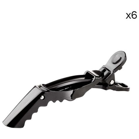 Pack De 6 Pinces Crocodile Noires 10cm Keraliss Lissage