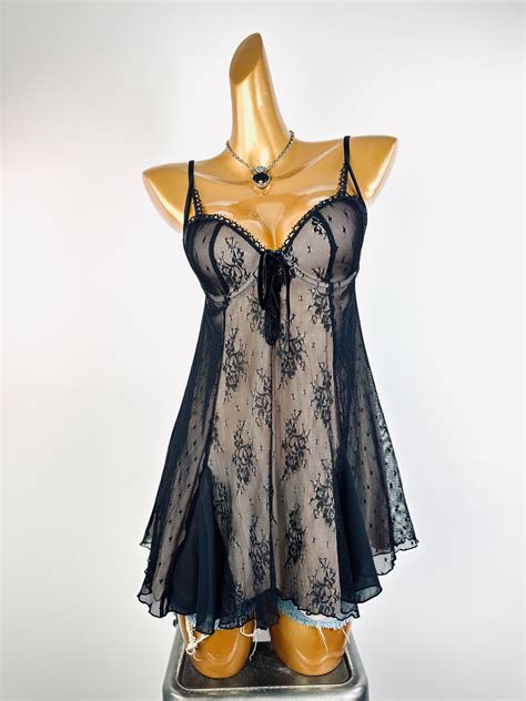 90 S Babydoll Lingerie See Through Dress Camisole Top Goth Etsy