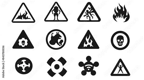 Comprehensive Collection Of Hazard Symbols Representing Various Types Of Potential Danger For