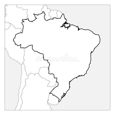 Black Silhouette Country Borders Map Of Brazil On White Background Of