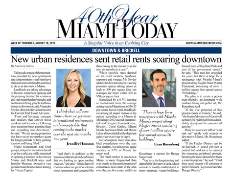 Miami Today Quotes Evan Rosenberg in, "New urban residences sent retail