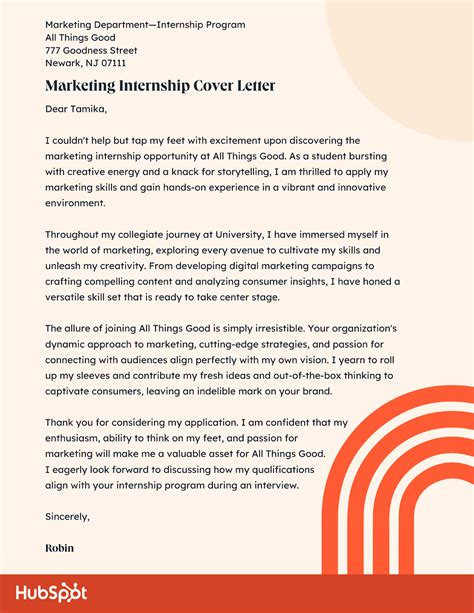 How To Write A Cover Letter For An Internship Examples And Template The Writers Depot