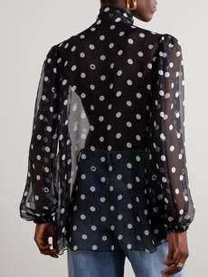 DOLCE GABBANA Pussy Bow Polka Dot Silk Chiffon Blouse NET A PORTER