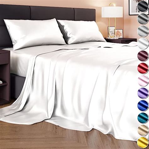 Amazon DECOLURE Satin Sheet Queen Set 4pcs Luxurious Genuine