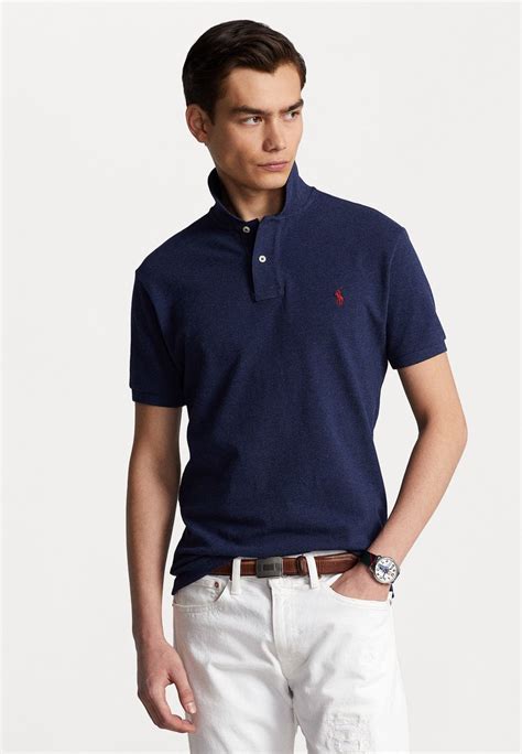 Polo Ralph Lauren Slim Fit Mesh Polo Shirt Poloshirt Spring Navy Heatherblau Zalandoch