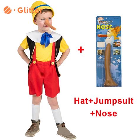 Pinocchio Costume For Kids Boy Disney Funny Pinocchio Cosplay Top Pants
