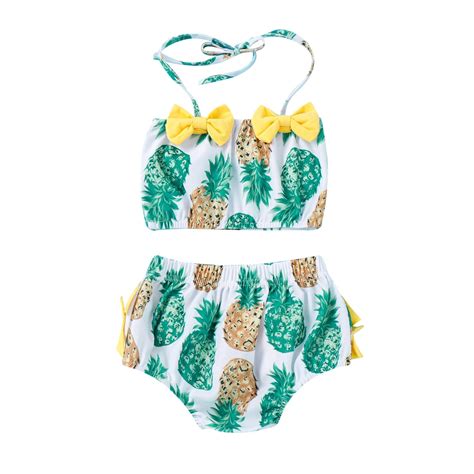 WOYY Newborn Girls Bikini Swimsuit Bow UPF 50 Bathing Suit Beach Swimwear 2 Piece Walmart