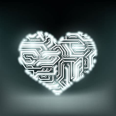 Human Heart In The Form Of Technology Circuits Stock Vector Ill Stock