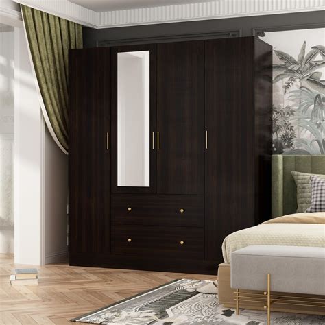 Amazon Hitow Door Wardrobe Armoire Closet With Mirror Door