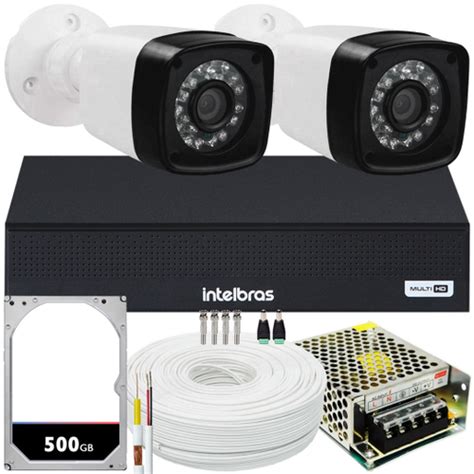 Kit 2 Cameras Seguranca 2 Mega Full Hd Ir Dvr Intelbras 1004 Em