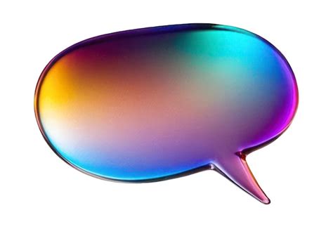 D Render Of Chrome Element Molten Metal Holographic Speech Bubble Png