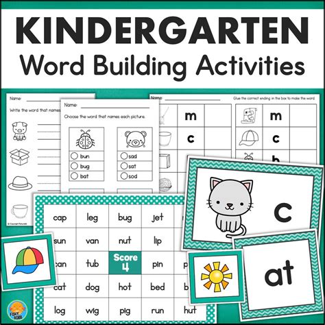 Kindergarten Learn to Read Activities Reading Game and Worksheets CVC Words Printables ...