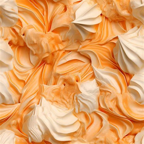 Ice Cream Orange Flavors In Seamless Pattern Style Close Up Creamy