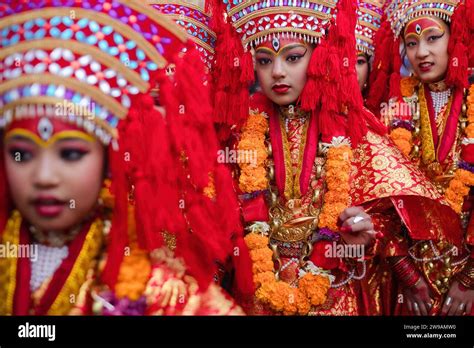 Kathmandu Nepal Th Dec Girls From The Newar Community