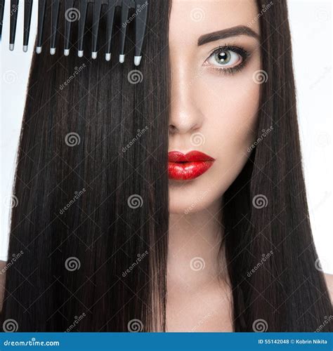 Beautiful Brunette Girl With A Perfectly Smooth Stock Photo Image Of Color Keratin