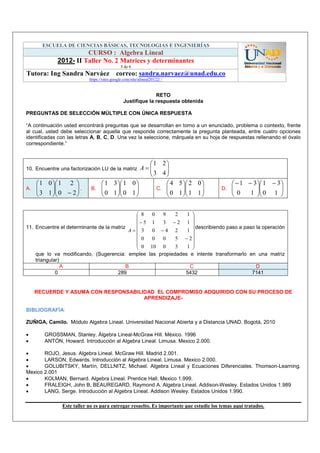 Taller Algebra Lineal Pdf