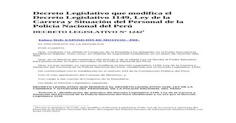 Decreto Legislativo Que Modifica El Decreto Legislativo