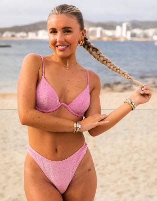 South Beach X Miss Molly High Leg Bikini Bottom In Metallic Pink ASOS