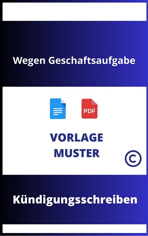 Kündigungsschreiben Wegen Geschäftsaufgabe Muster Vorlage PDF WORD