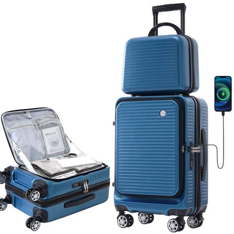 Merax 2 Piece Peacock Blue ABS Hardshell Spinner 20 In Luggage Set