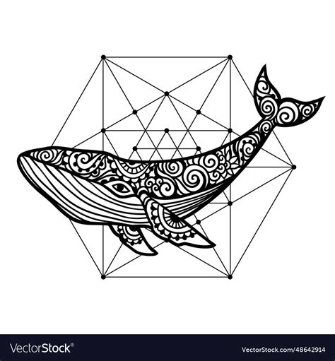 Whale Mandala Sea Royalty Free Vector Image Vectorstock