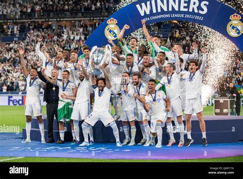 Real Madrid Players Celebrate Victory During The Uefa Champions League