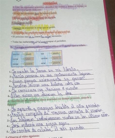 Leo Las Siguientes Oraciones Identifico Los Verbos Que Definan Tiempo