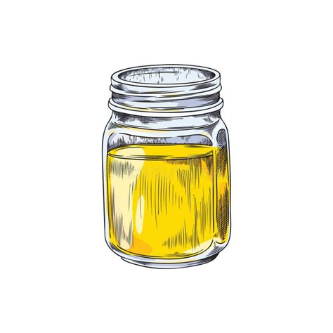 Sunny Yellow Smoothie Mason Jar Vector Illustration Stock Illustration